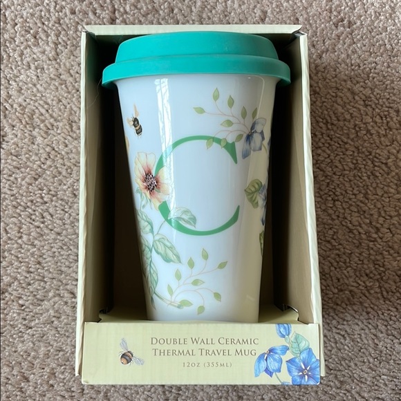 Lenox Other - Lenox Monogram Ceramic Travel Mug 12oz